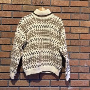 Dale Of Norway Sweater Beige Brown Pure Wool Turtleneck Cowl Neck Large EUC
